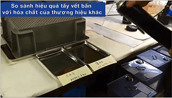 Tẩy vết bẩn, so sánh hiệu quả với hóa chất của thương hiệu khác